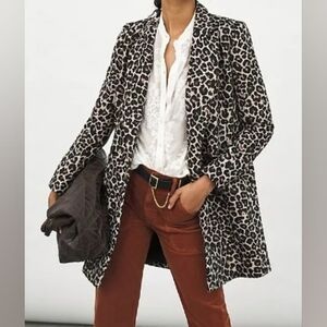 Anthropologie Black and Cream Leopard Coat